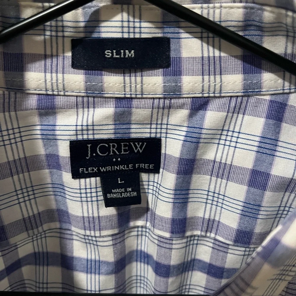 J. Crew Blue and White Plaid Men's Dress Shirt